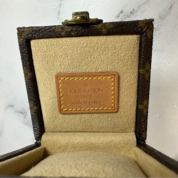 Louis Vuitton Monogram Ring Box Trunk Case LV Mini Clutch Gold Vintage Brown - Picture 9 of 15
